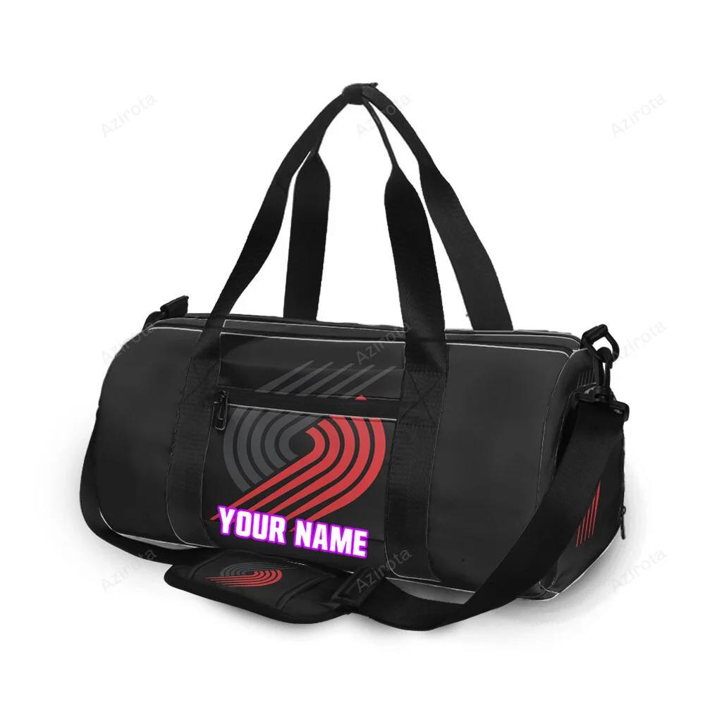Portland trail blazers red gray personalized name travel bag gym bag 2278 Travel Bag
