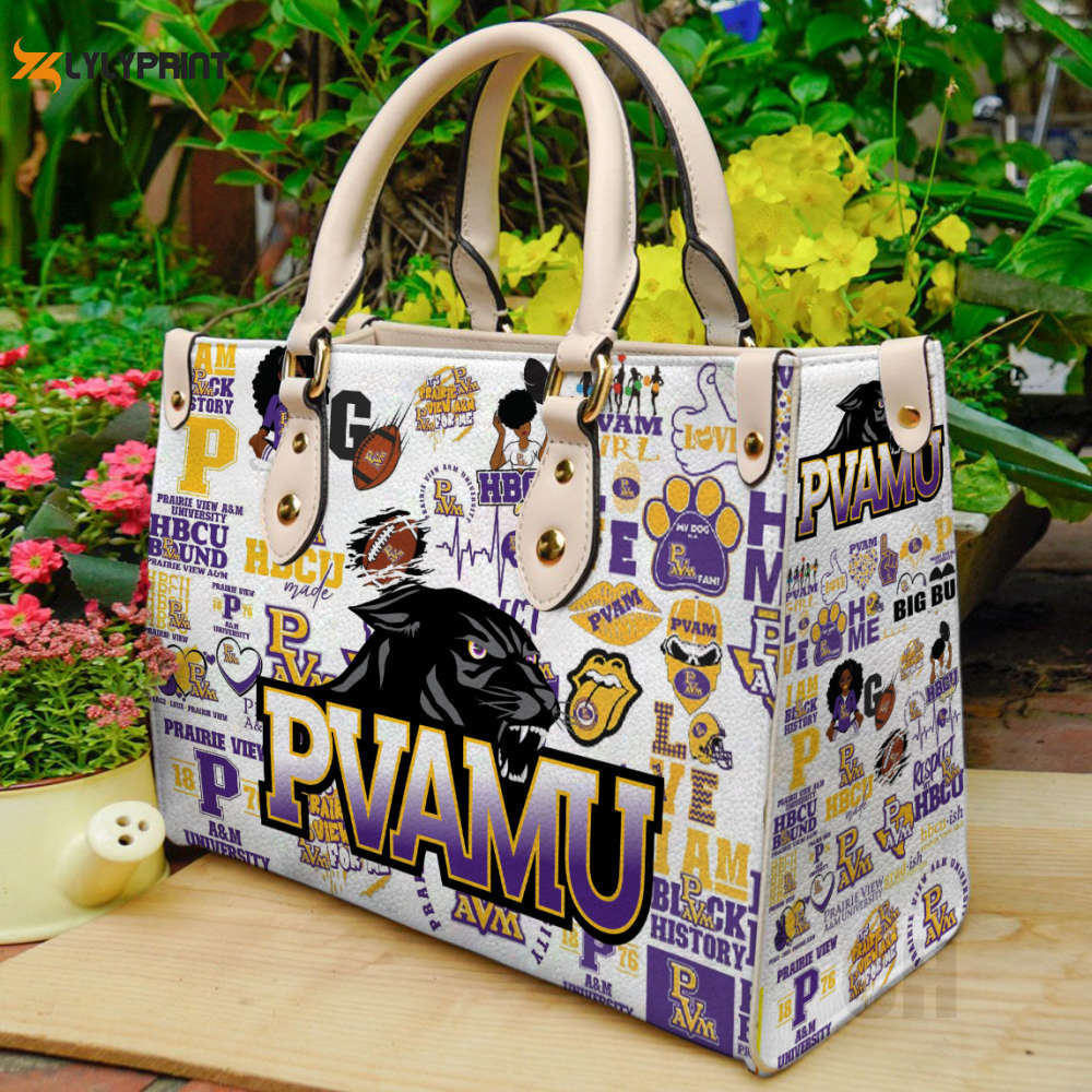 Prairie view a&m panthers leather handbag gift for women 2810 Women Leather Hand Bag