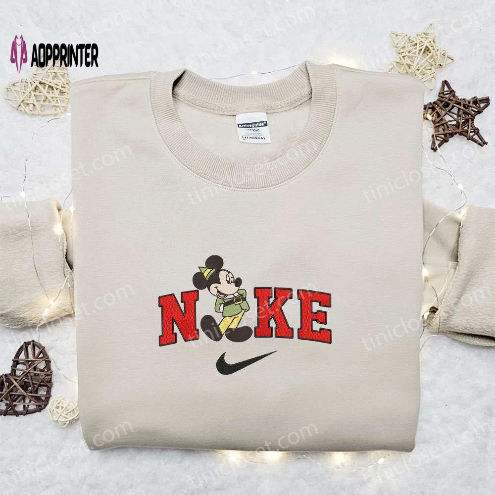 Retro mickey elf x nike embroidered sweatshirt – disney characters movie merry christmas shirt best gift ideas Embroidered Shirt