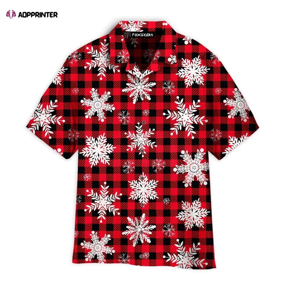 Retro xmas snowflakes on buffalo plaid pattern hawaiian shirt | for men & women | wt7235 Hawaii Shirt