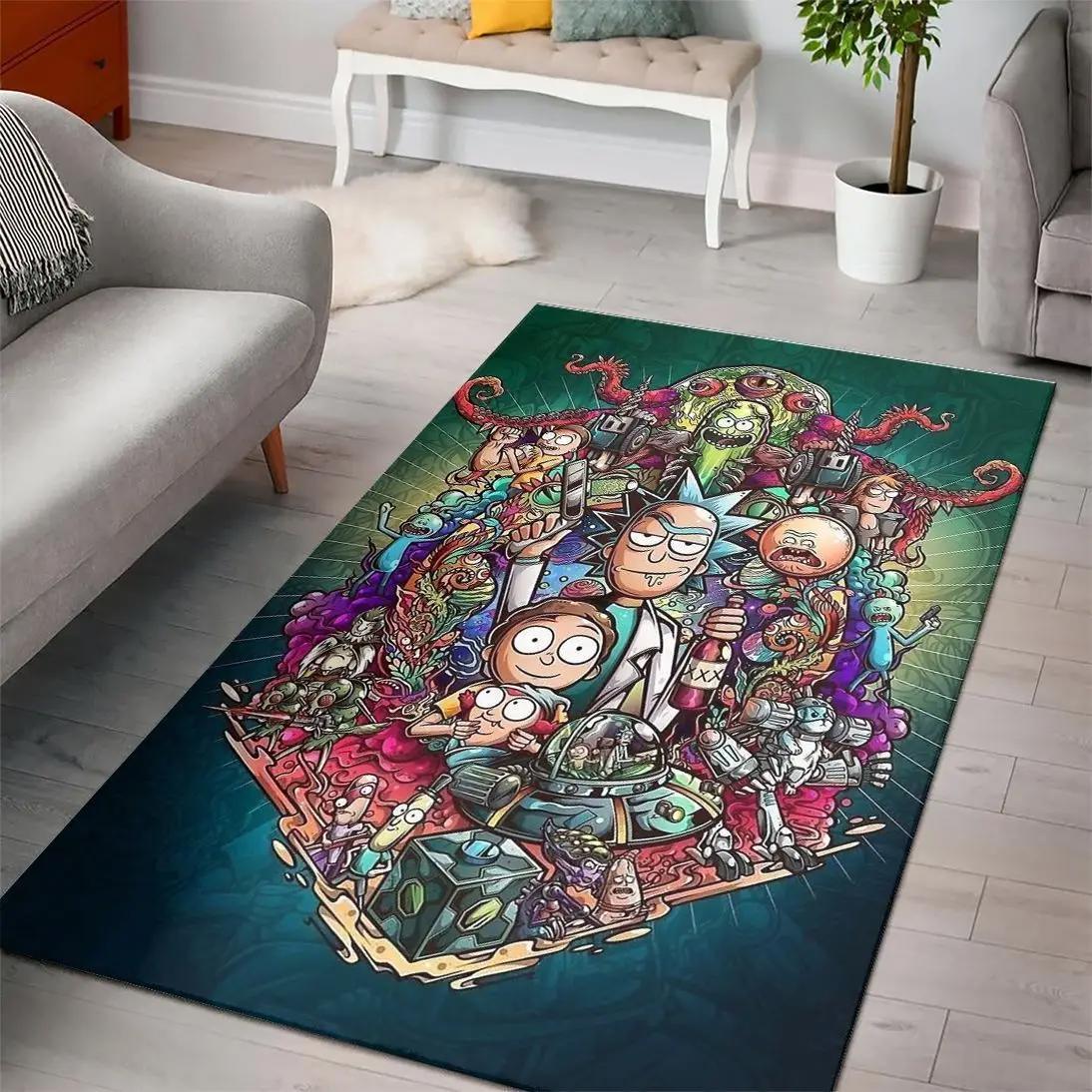 Rick and morty cartoon movies area rugs living room carpet rug regtangle carpet floor decor home decor v11176 Rectangle Rug