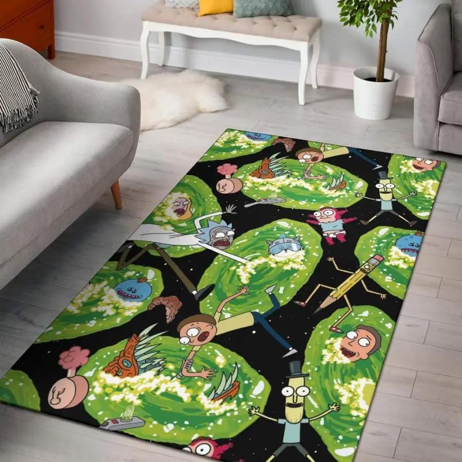 Rick and morty hd pattern area rug living room rug home decor carpet Rectangle Rug