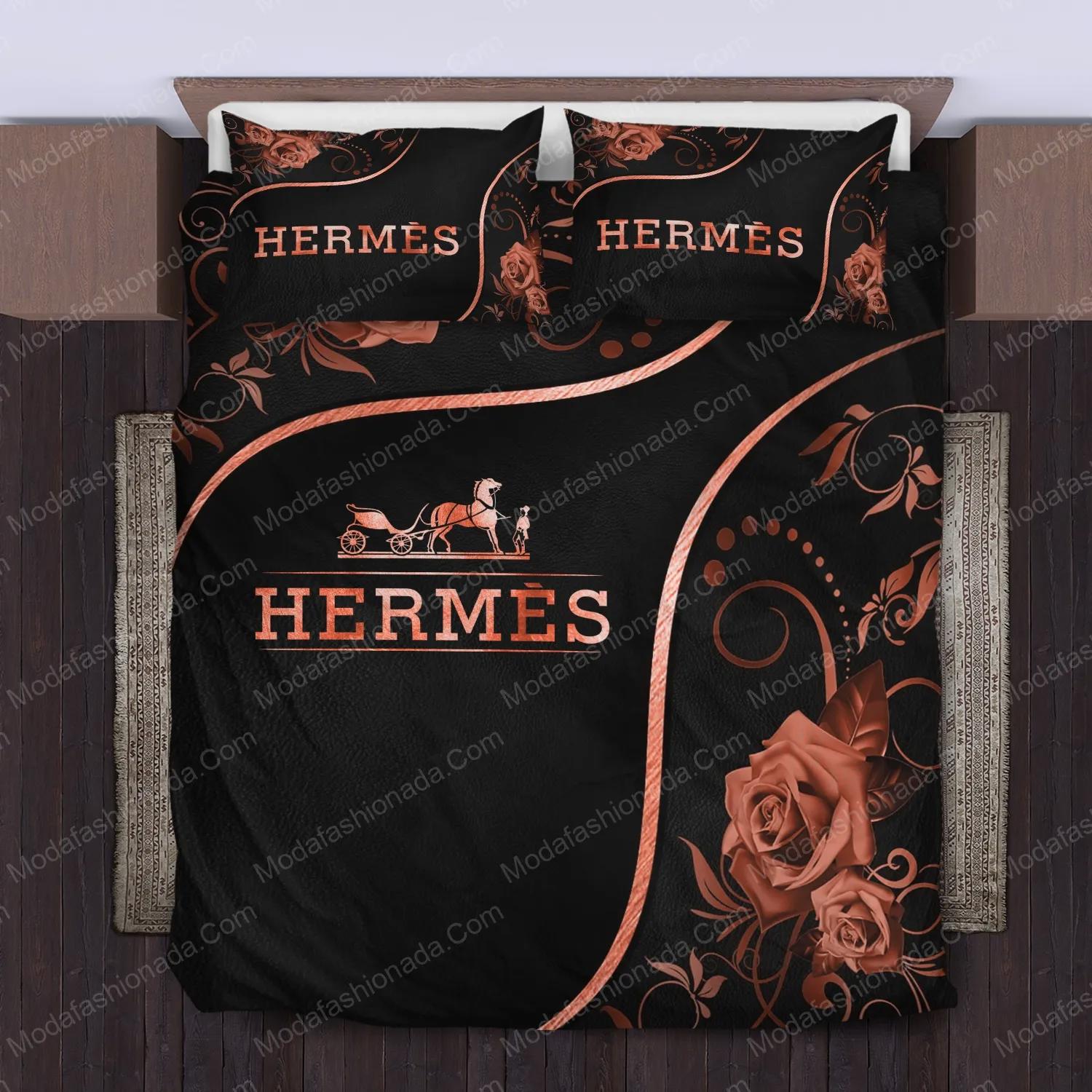 Rose hermã¨s logo type 1864 Bedding Sets bedclothes bed linen premium fashion brand hyperbeast Bedroom bedspread blankets luxury ideas sheets home decor duvet covers