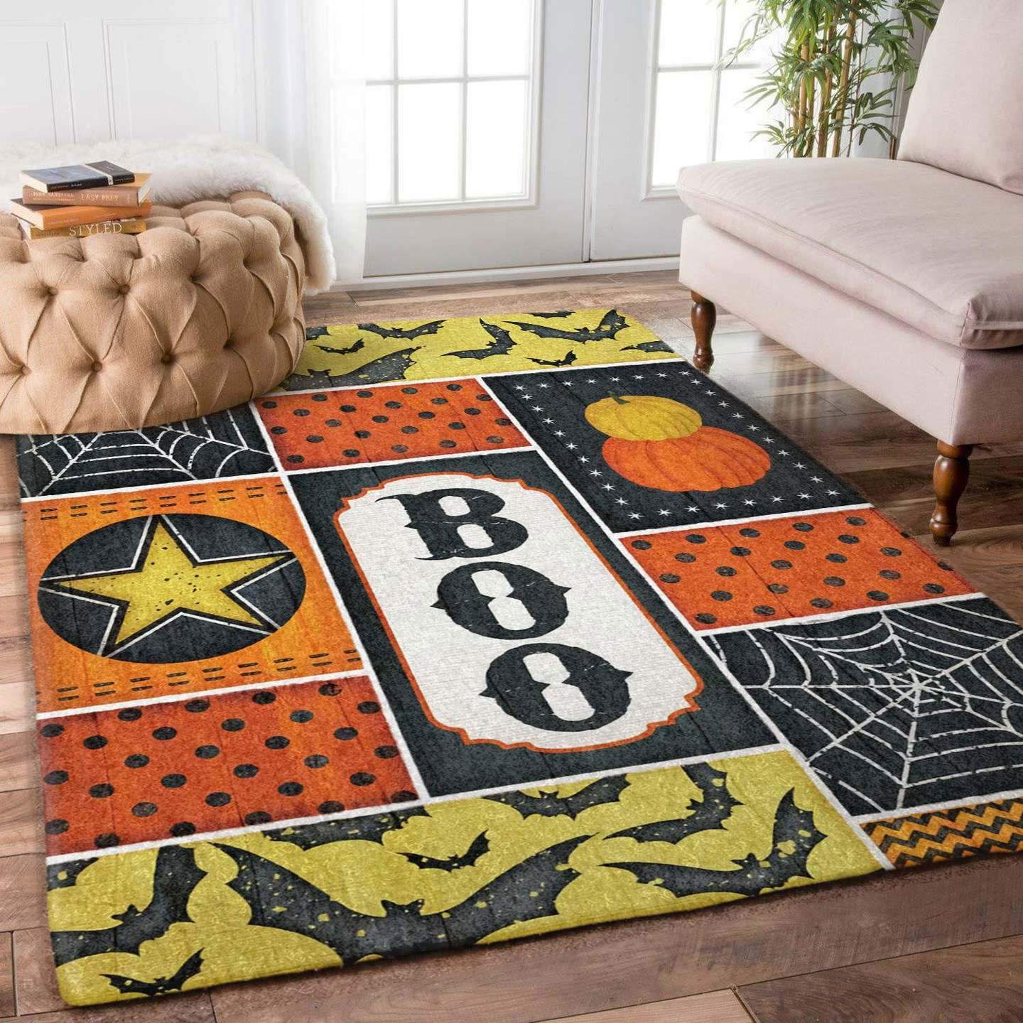 Rugs in living room and bedroom boo halloween Rectangle Rug