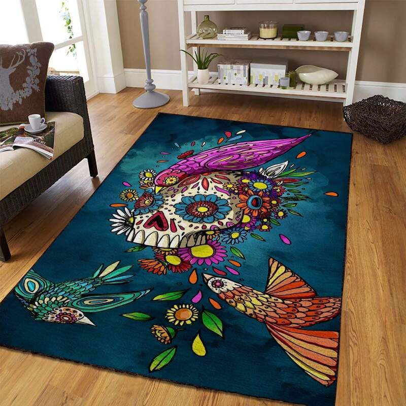 Rugs in living room and bedroom sugar skull Rectangle Rug