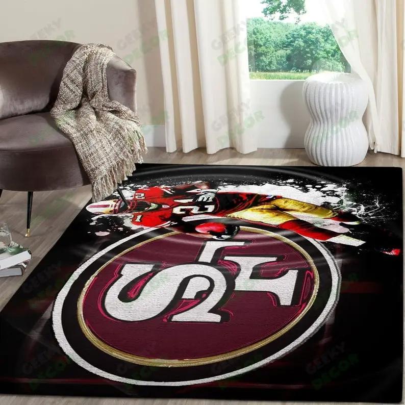 San francisco 49ers super bowl football area rug floor decor the us decor v3 Rectangle Rug
