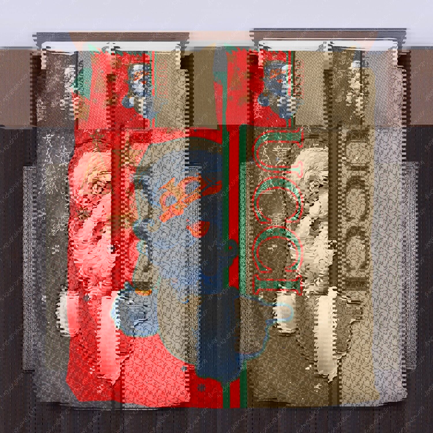 Santa claus gucci pattern  Bedding Sets covers bedclothes home decor sheets duvet Bedroom ideas bed linen bedspread blankets