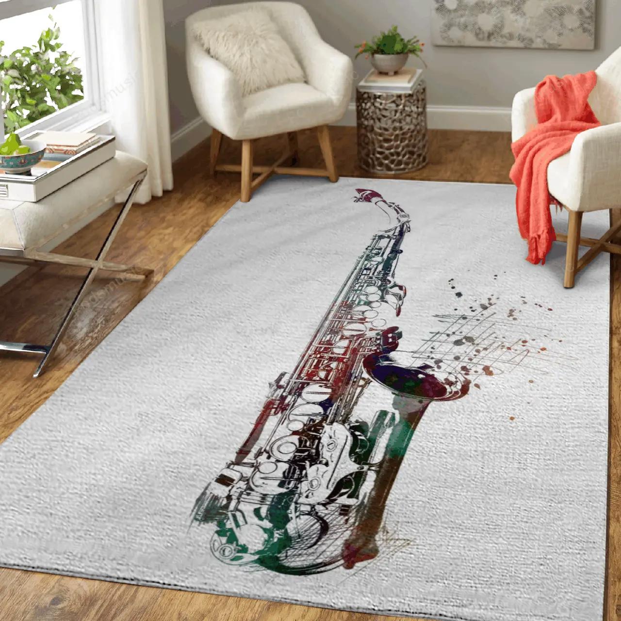 Saxophone music art music art for fans area rug living room carpet rug regtangle carpet floor decor home decor Rectangle Rug