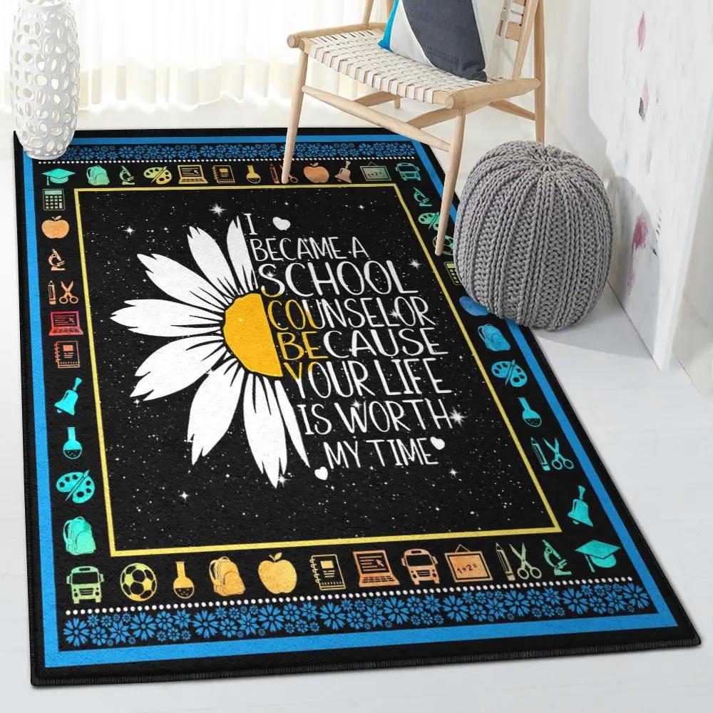 School cool rugs, i became a school counselor rug Rectangle Rug