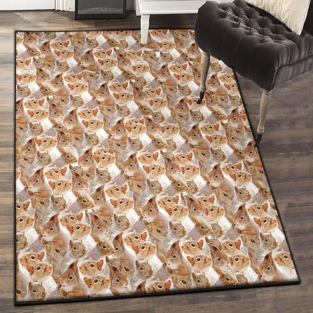 Sciuridae washable rugs, squirrel full face rug Rectangle Rug