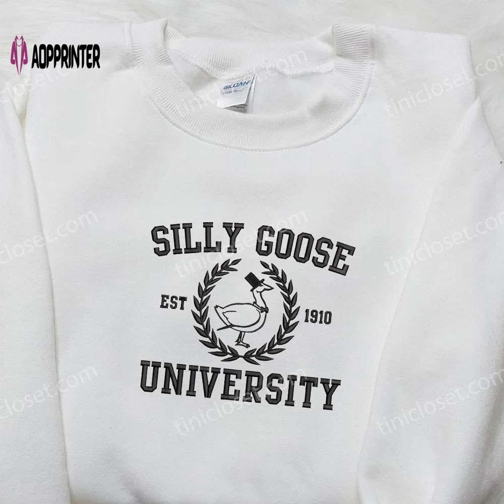 Silly goose university est 1910 embroidered shirt – animal & funny designs Embroidered Shirt