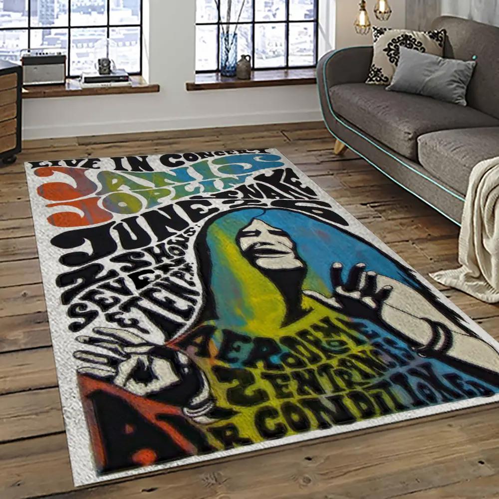 Singer janis joplin music carpet rectangle area rug for living room bedroom decor jj02 Rectangle Rug