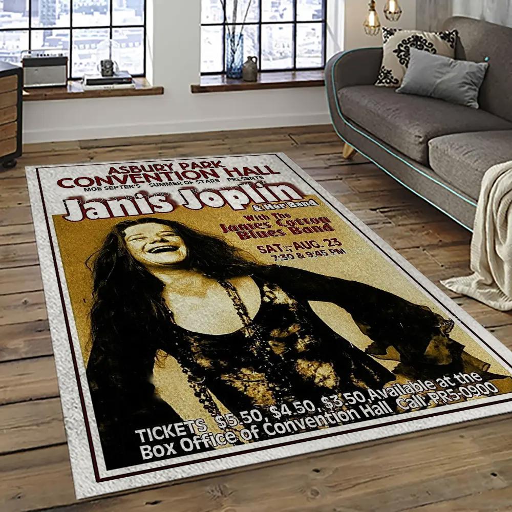 Singer janis joplin music carpet rectangle area rug for living room bedroom decor jj05 Rectangle Rug