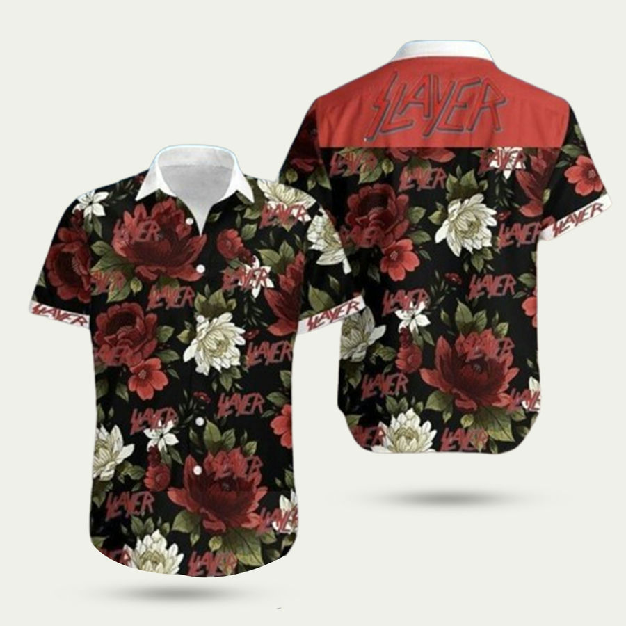 Slayer rock band aloha hawaiian shirt Hawaii Shirt Shorts & Flip Flops