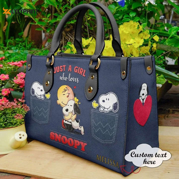 Snoopy dog funny 03 leather bag for women gift 1214 Women Leather Hand Bag