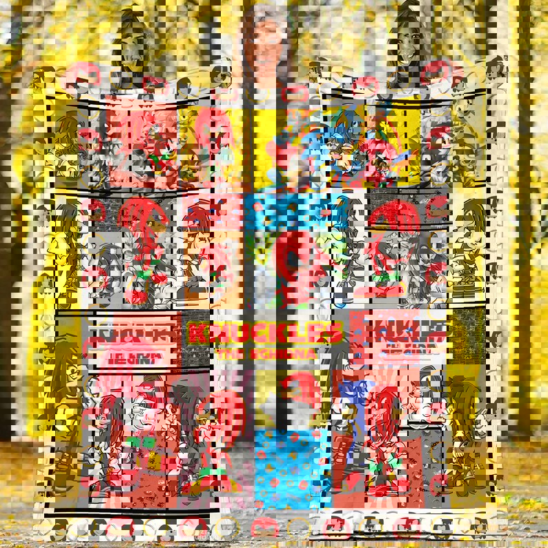 Sonic the hedgehog fleece blanket, sonic blanket, knuckles the echidna blanket, birthday gifts for kids, christmas gifts Quilt Blanket