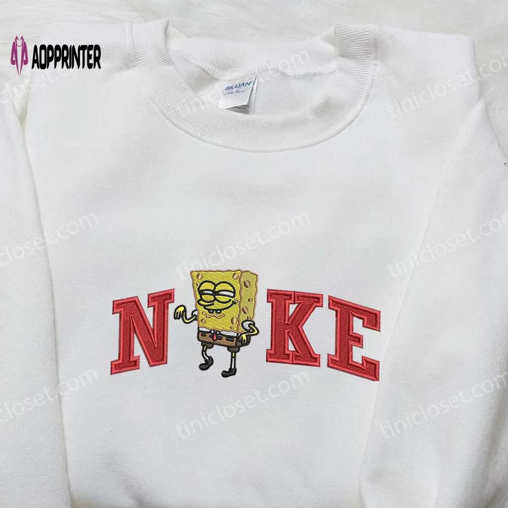 Spongebob squarepants x nike embroidered sweatshirt: cartoon shirt nike inspired Embroidered Shirt