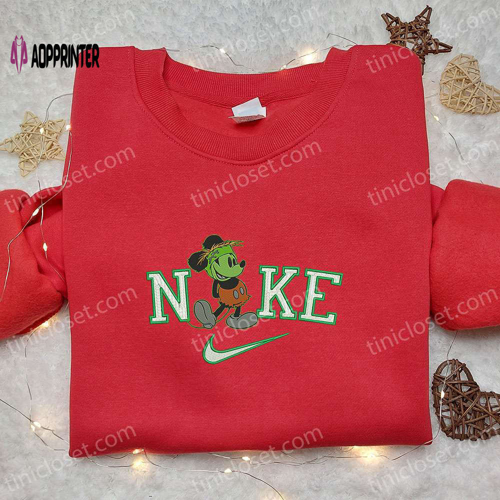 Spooky nike x mickey halloween frankenstein embroidered shirt: disney-inspired halloween style Embroidered Shirt