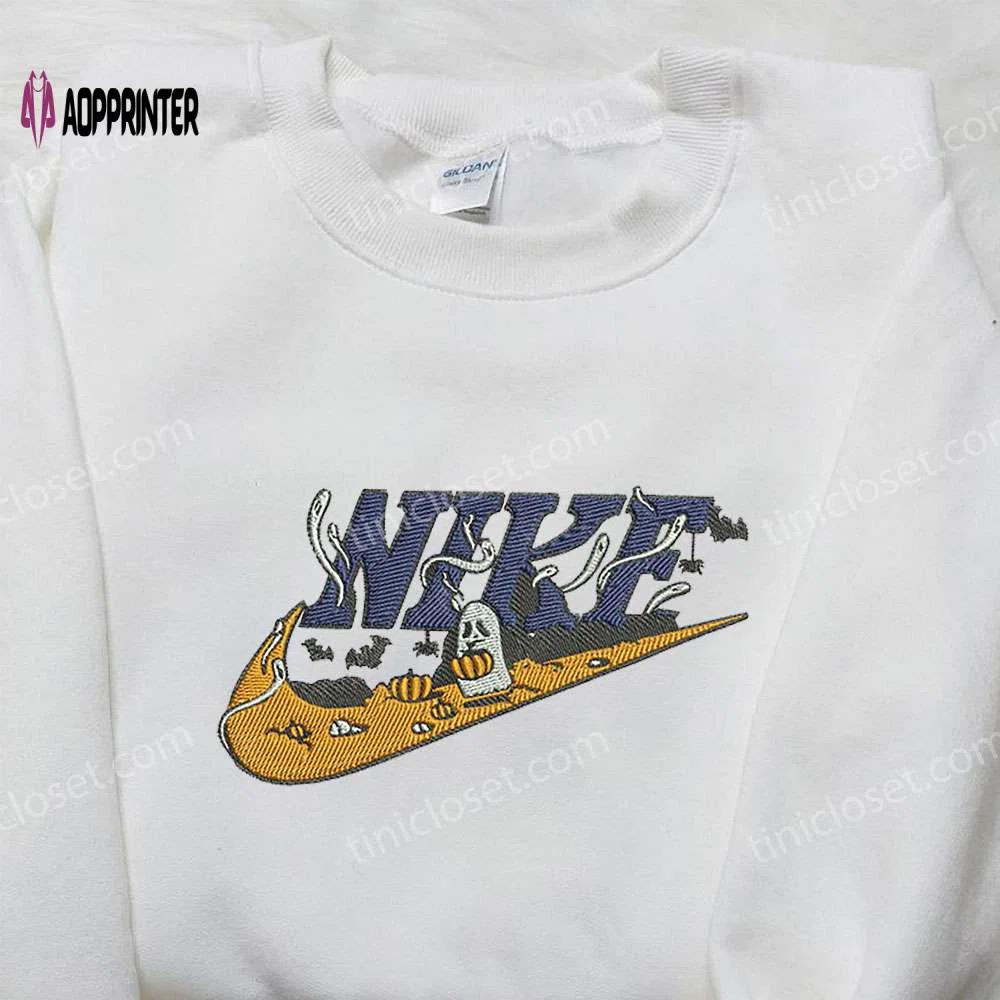 Spooky style: nike x ghost embroidered shirt – halloween customized! Embroidered Shirt