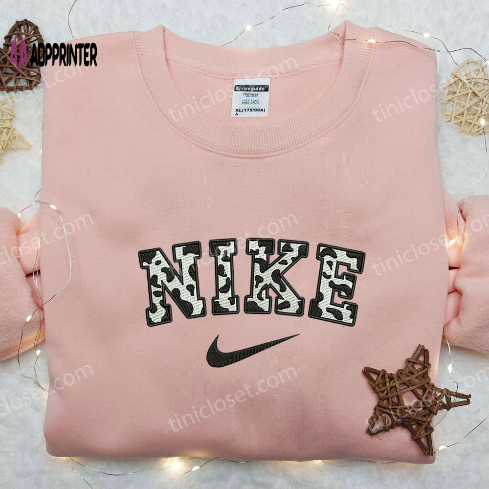 Stylish cow pattern x nike embroidered shirt – animal & custom nike shirt Embroidered Shirt