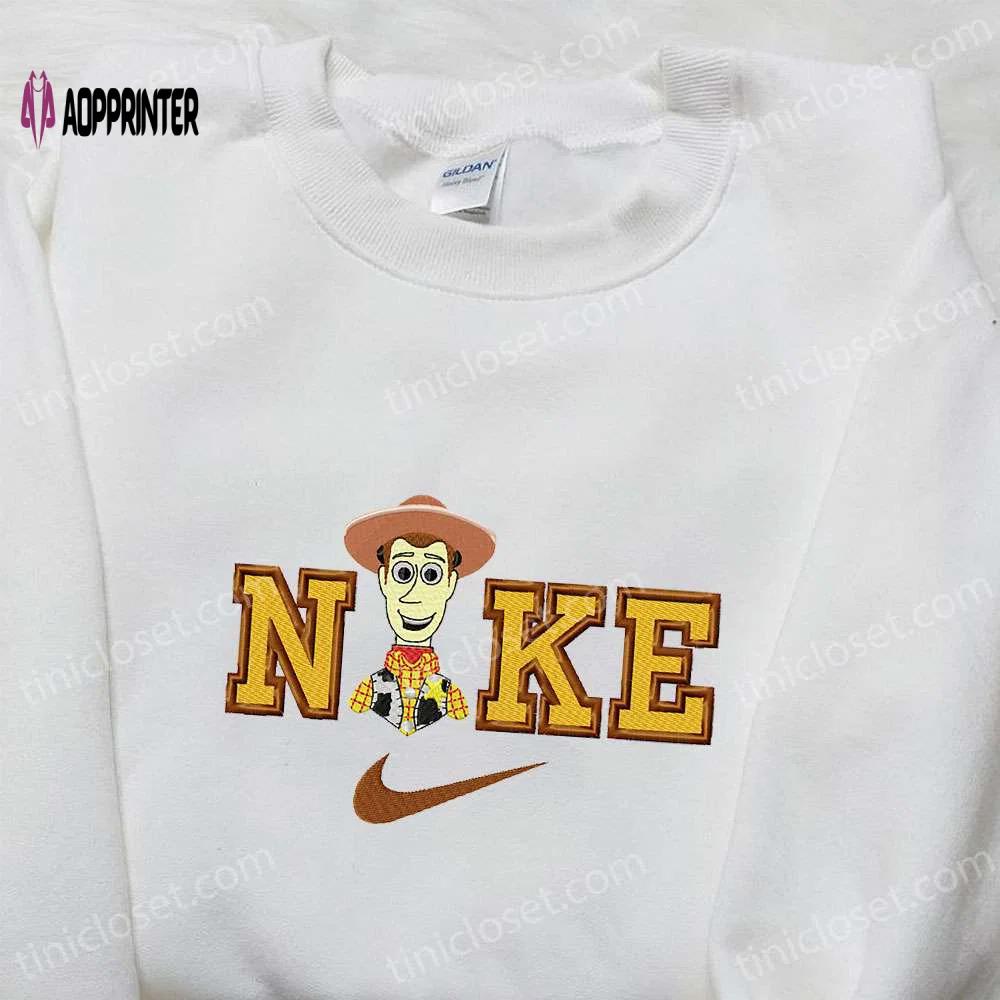 Stylish woody x nike cartoon embroidered tshirt – toy story inspired shirt Embroidered Shirt