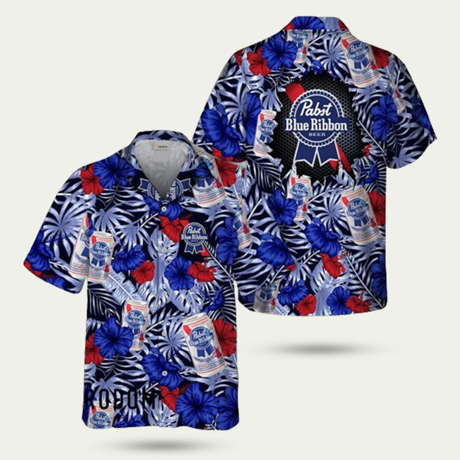 Summer aloha floral pabst blue ribbon hawaiian shirt Hawaii Shirt Shorts & Flip Flops