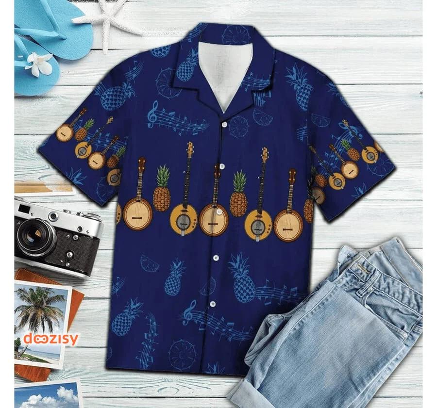 Summer shirts for men, musical instrument hawaiian shirt Hawaii Shirt Shorts & Flip Flops