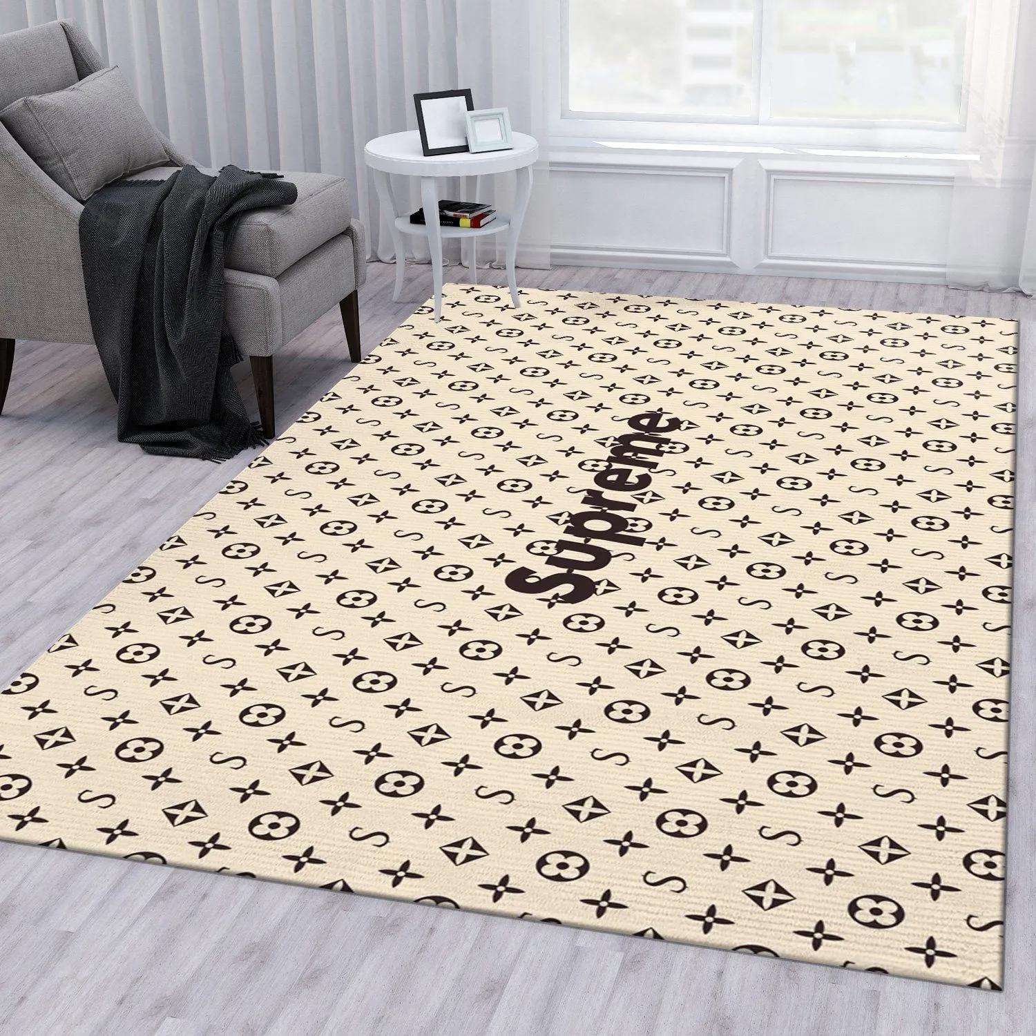 Supereme x louis vuitton logo type 164. Upgrade Your Living Room with Luxury Home Decor: Area Carpets, Floor Decor, Door Mats, and Hot Gift Items with style a High-End Fashion Brand Rectangle Rug