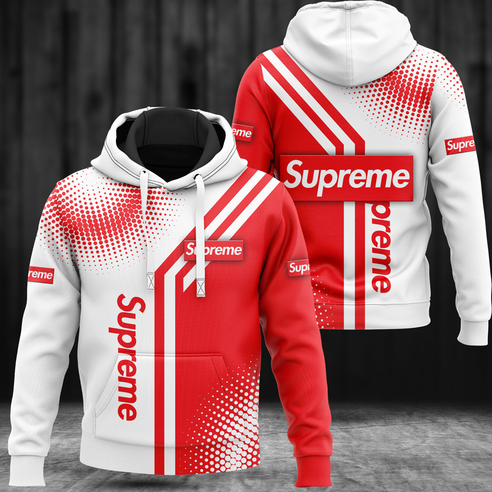 Supreme red white fashion luxury brand premium hoodie for men women Hoodie 3D