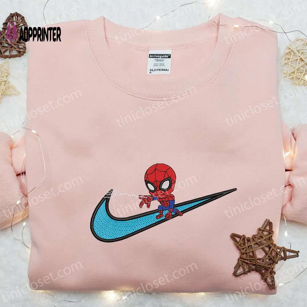 Swoosh x chibi spider-man movie embroidered apparel: sweatshirt hoodie t-shirt Embroidered Shirt