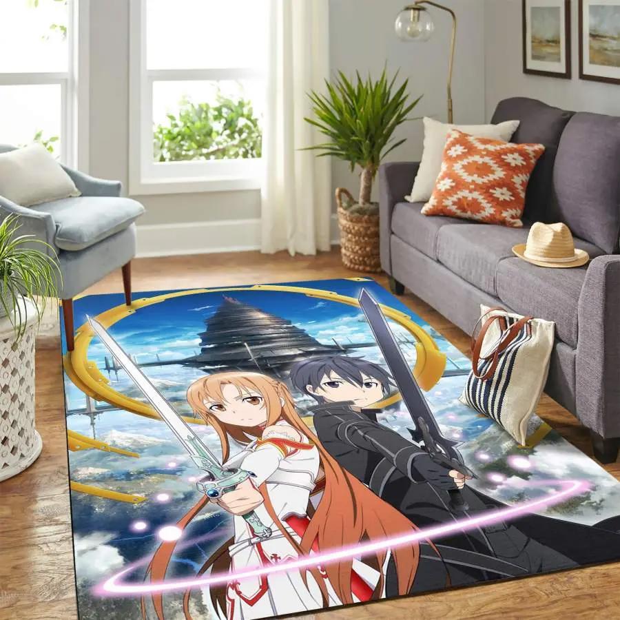 Sword art online manga anime area rug living room rug home decor 2003034 Rectangle Rug