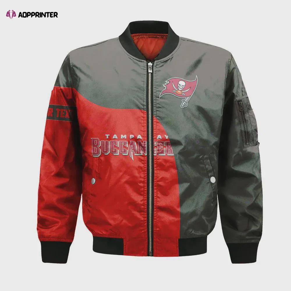 Tampa bay buccaneers bomber jacket 3d printed curve style custom text and number Bomber Jacket