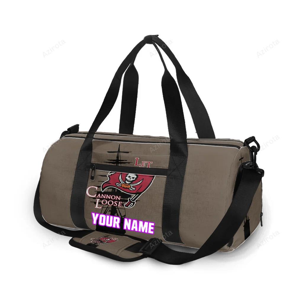 Tampa bay buccaneers let the cannon loose personalized name travel bag gym bag 2395 Travel Bag