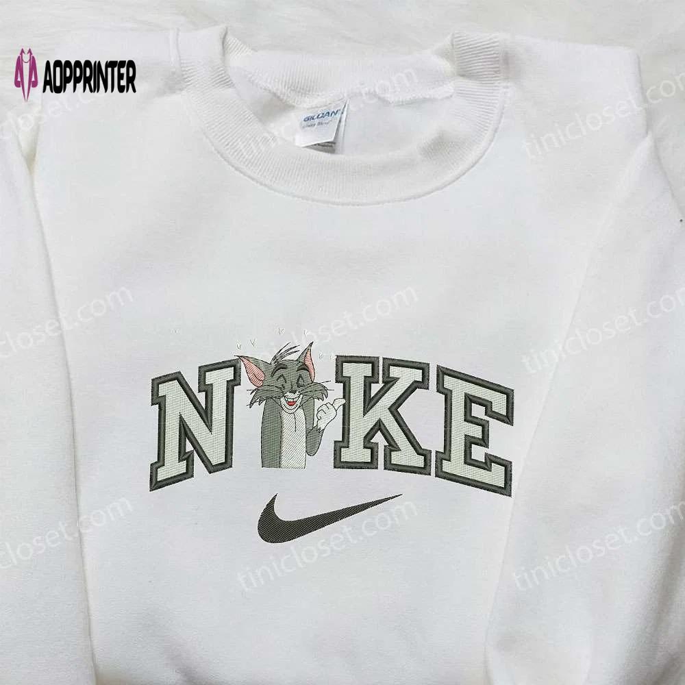 Tom heart x nike swoosh hoodie tom and jerry shirt: embroidered nike inspired tops Embroidered Shirt