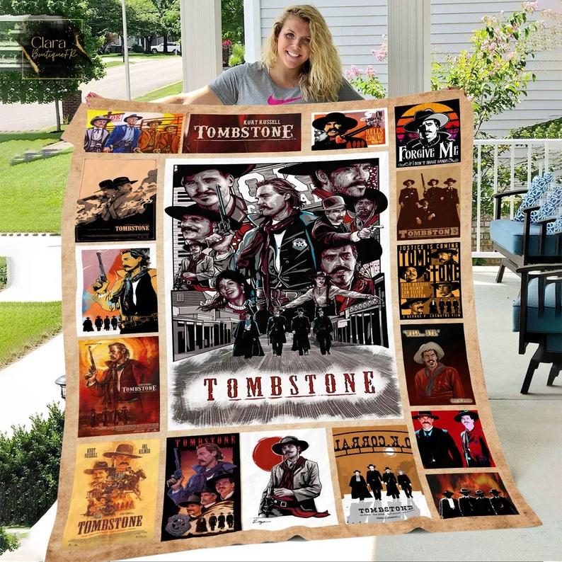 Tombstone movie fleece blanket, mink sherpa blanket, tombstone blanket, western movie quilt, western cowboy quilt Quilt Blanket