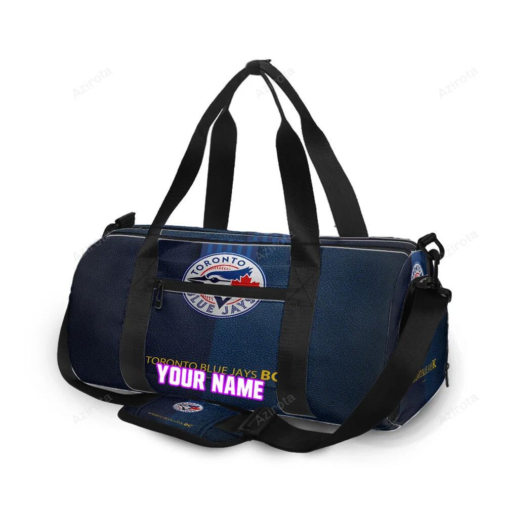 Toronto blue jays russell bird blue leather personalized name travel bag gym bag 2605 Travel Bag