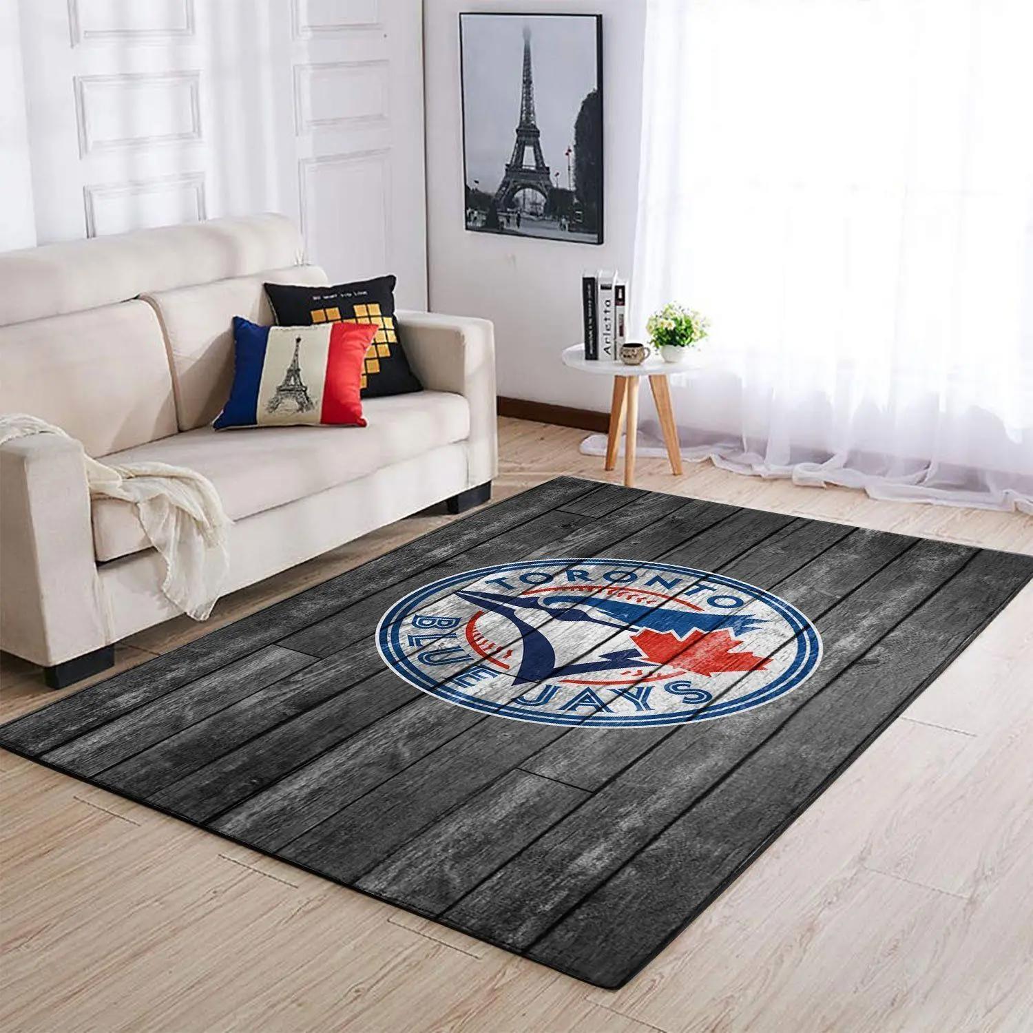 Toronto blue jays wooden style area rug mlb baseball team logo carpet 6 Rectangle Rug