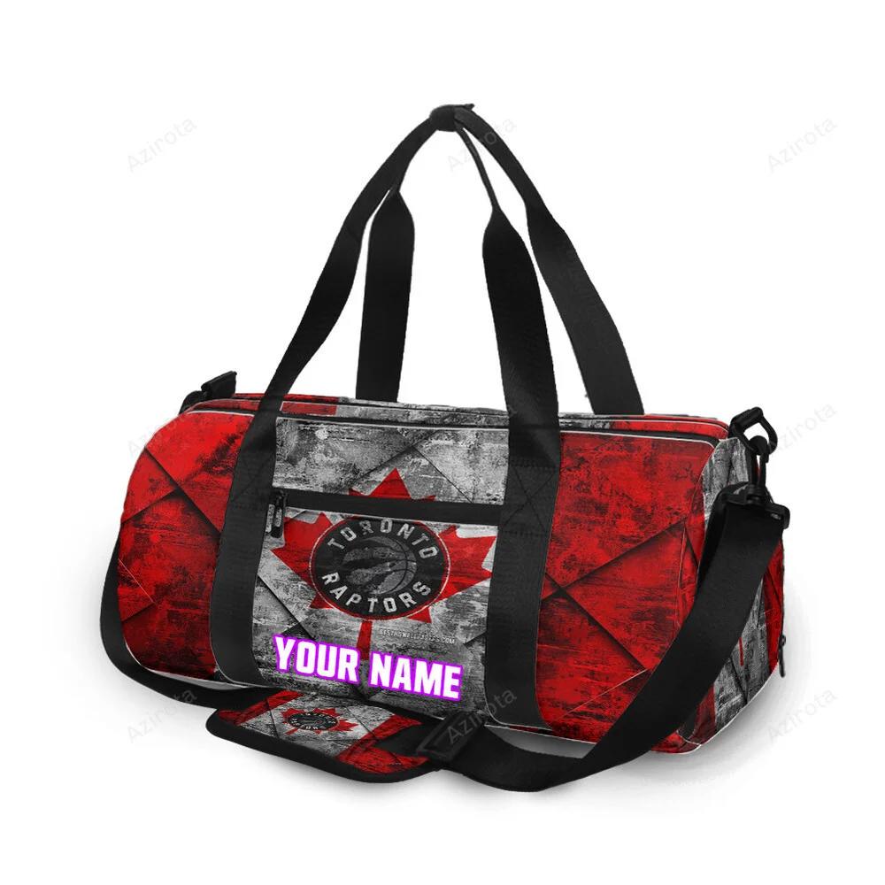 Toronto raptors red white leaf personalized name travel bag gym bag 2478 Travel Bag