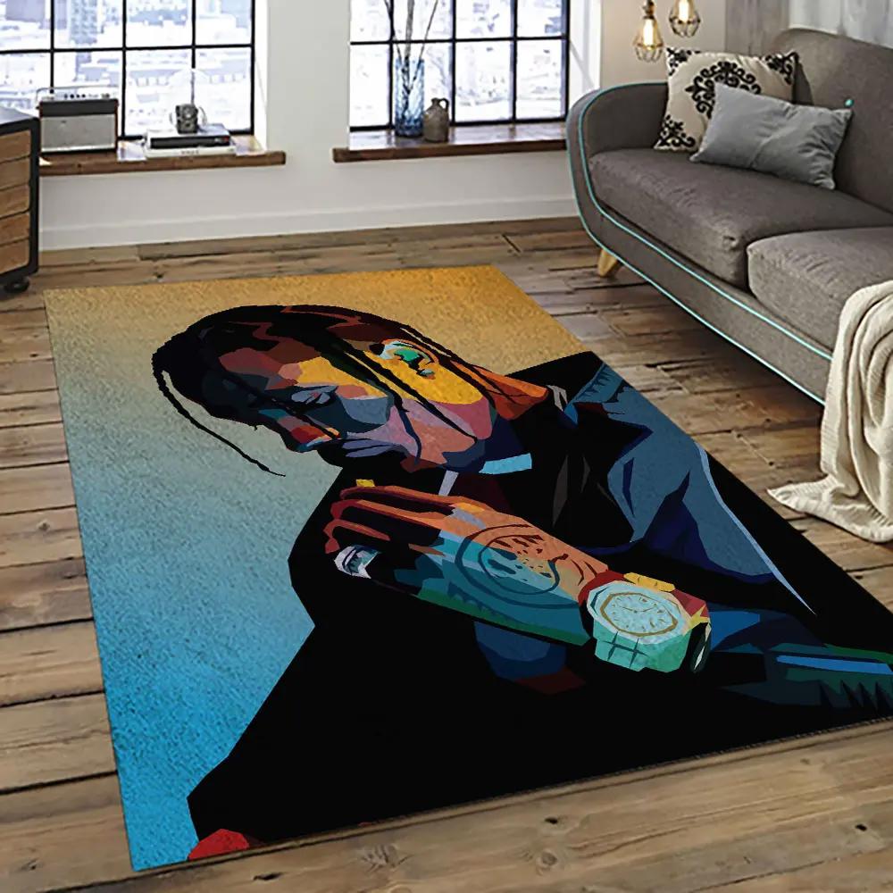 Travis scott rapper hiphop music retangle carpet area rug home decor best gift for fan and friends tst45 Rectangle Rug