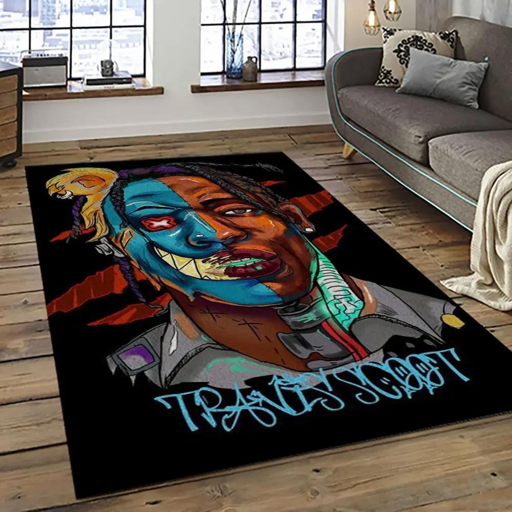 Travis scott rapper hiphop music retangle carpet area rug home decor best gift for fan and friends tst9 Rectangle Rug