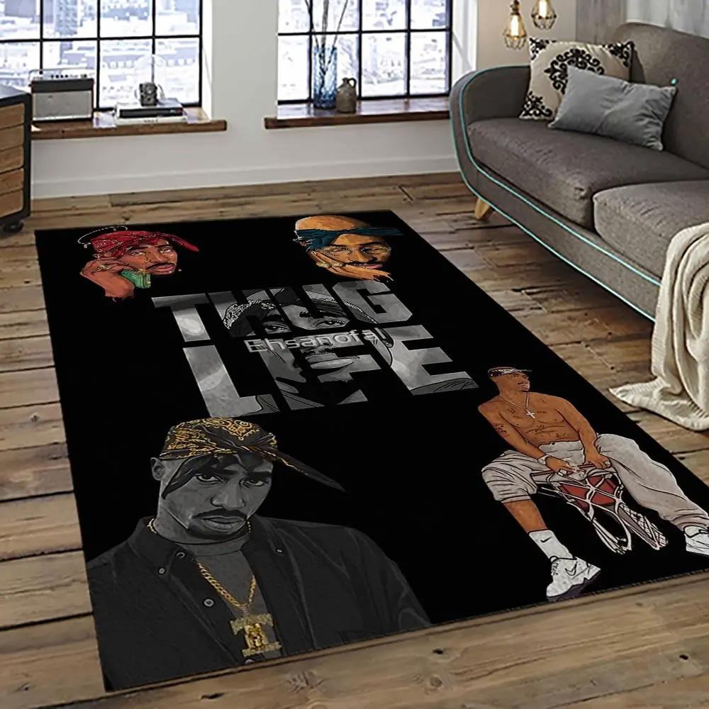 Tupac shakur rapper hiphop music rap carpet area rug home decor gift for fans gift for friends ts20 Rectangle Rug