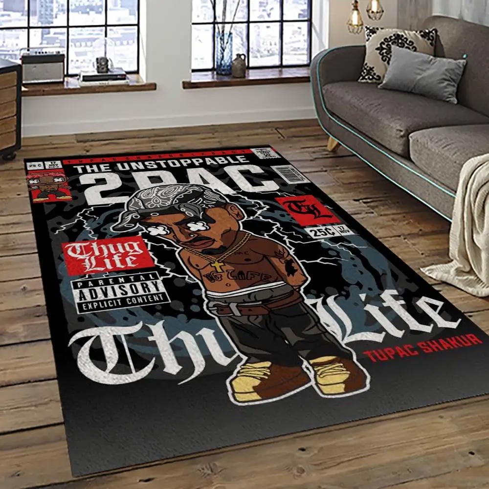 Tupac shakur rapper hiphop music rap carpet area rug home decor gift for fans gift for friends ts21 Rectangle Rug