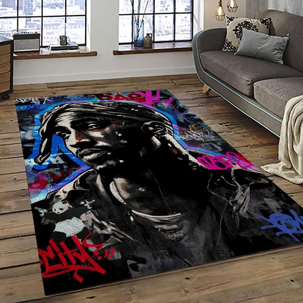 Tupac shakur rapper hiphop music rap carpet area rug home decor gift for fans gift for friends ts31 Rectangle Rug