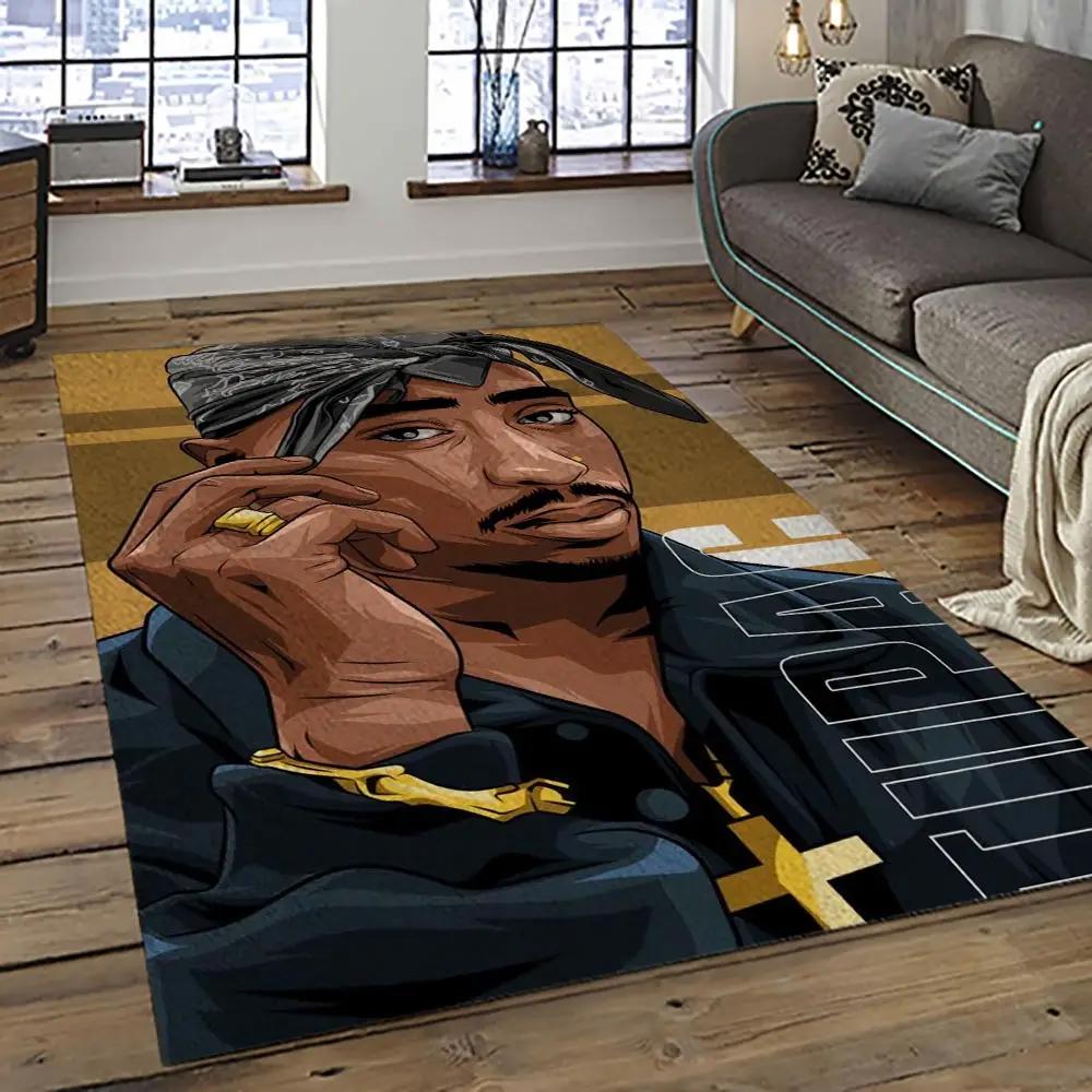 Tupac shakur rapper hiphop music rap carpet area rug home decor gift for fans gift for friends ts37 Rectangle Rug