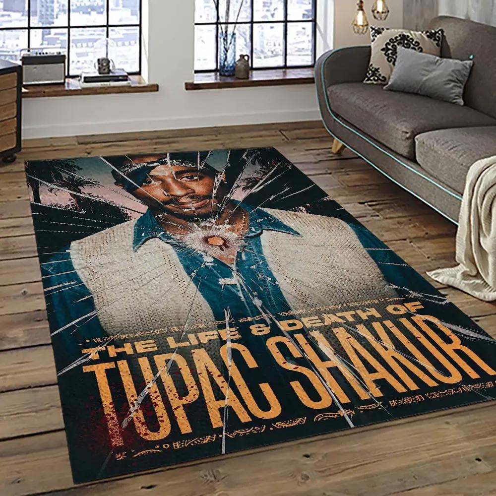Tupac shakur rapper hiphop music rap carpet area rug home decor gift for fans gift for friends ts8 Rectangle Rug