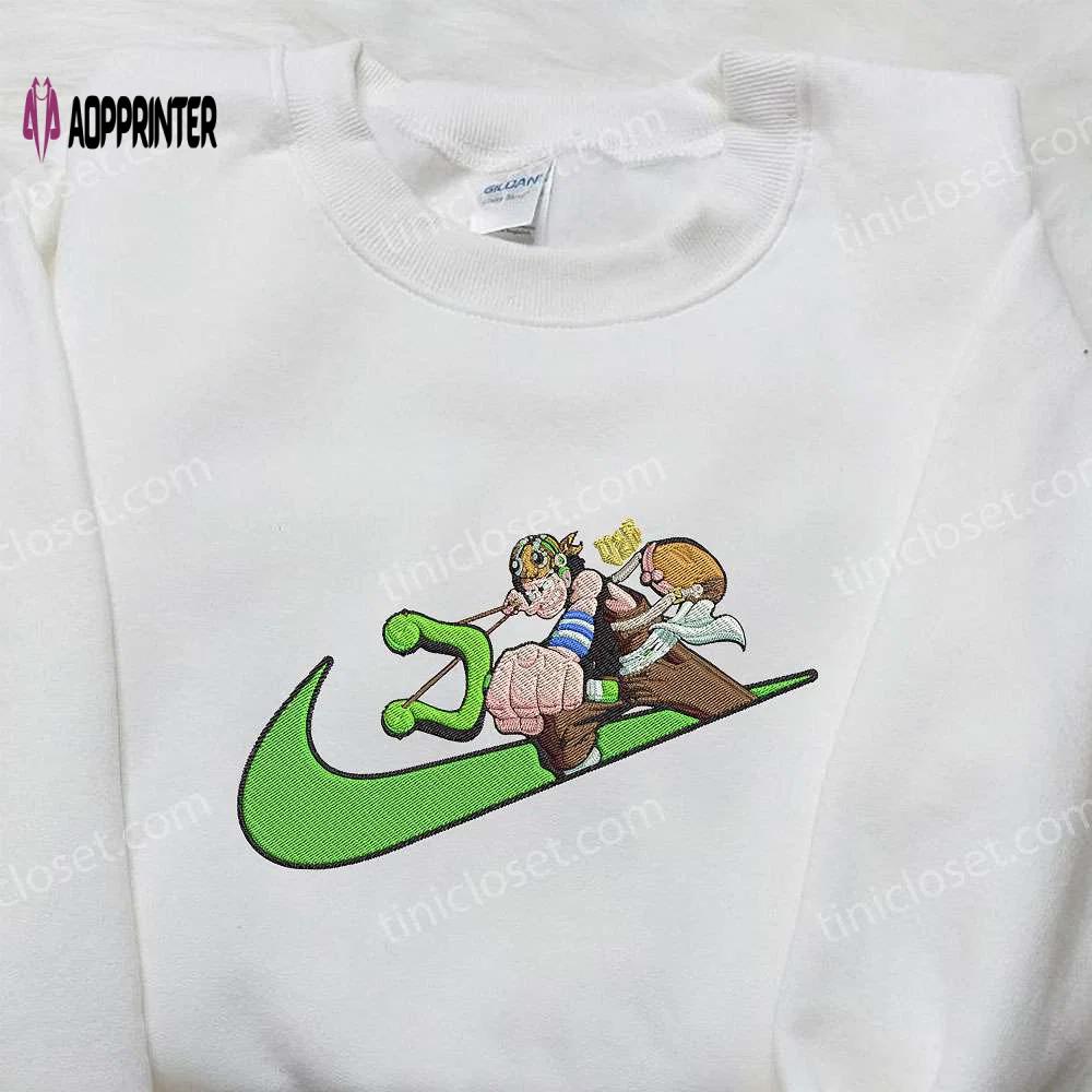Usopp x nike swoosh anime hoodie & embroidered one piece nike inspired shirt Embroidered Shirt