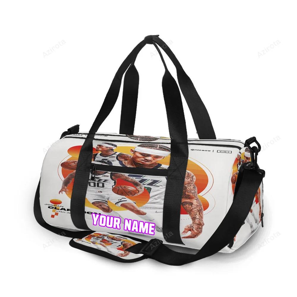 Utah jazz 00 jordan clarkson v41 personalized name travel bag gym bag 2586 Travel Bag