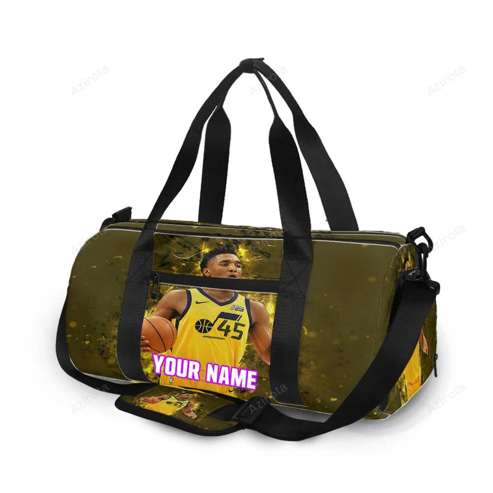 Utah jazz 45 donova mitchell v22 personalized name travel bag gym bag 2577 Travel Bag