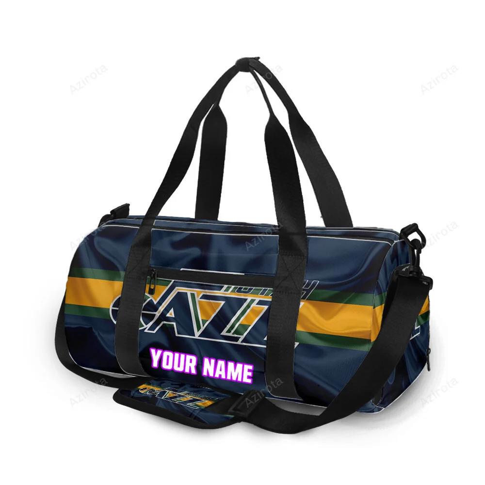 Utah jazz emblem v6 personalized name travel bag gym bag 2598 Travel Bag