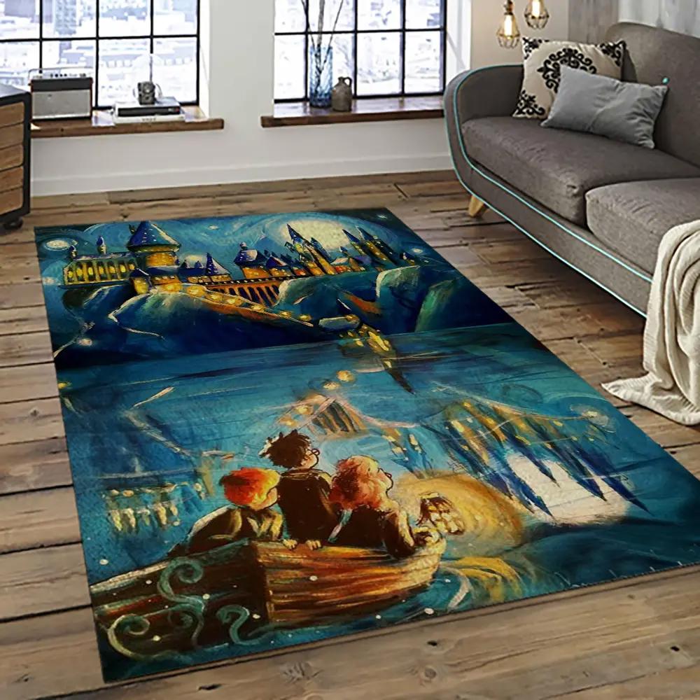 Van gogh starry night harry potter cartoon movie carpet rectangle area rug for room decor vhp14 Rectangle Rug